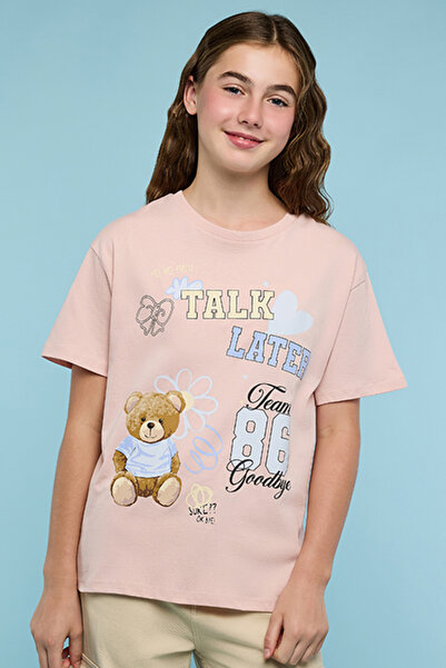 R&B Printed T-Shirt with Crew Neck and Short Sleeves