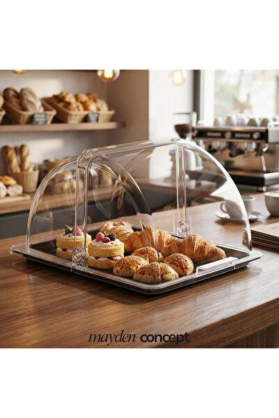 Mayden Concept Kapaklı Menteşeli Sunum Fanusu (32,5 x 26,5 Cm) - Kafe Pastane...