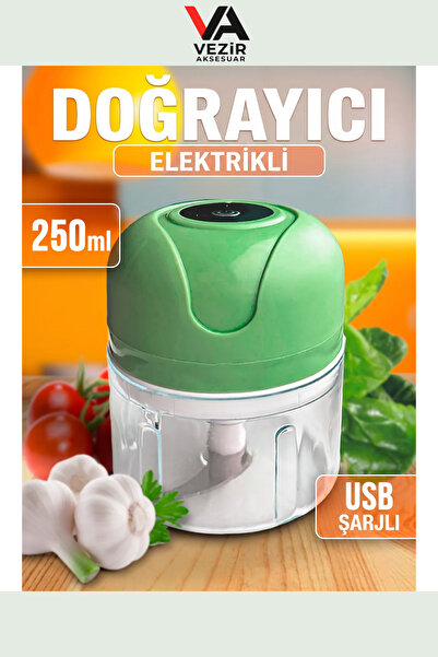 Vezir Aksesuar USB Şarjlı Mini Blender Rondo Doğrayıcı 250ML Güçlü 3 Bıçaklı ...