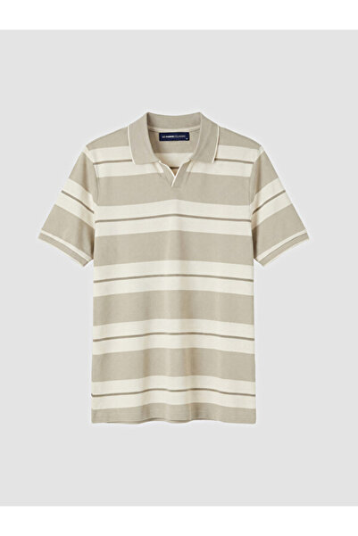 LC Waikiki RMZ GİYİM FARKİLYA Tricou bărbătesc cu guler tip Roba, cu dungi, d...