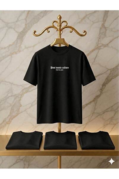 ATKGİYİM Men's Oversize T-Shirt 24-1 Suprem Combed Cotton Wide Fit “Dont Wast...