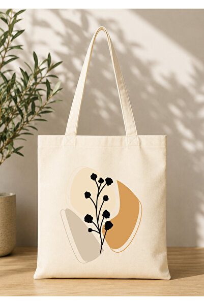 Eylül Design Vintage Boho Patterned Printed Raw Fabric Bag Organic Tote Bag
