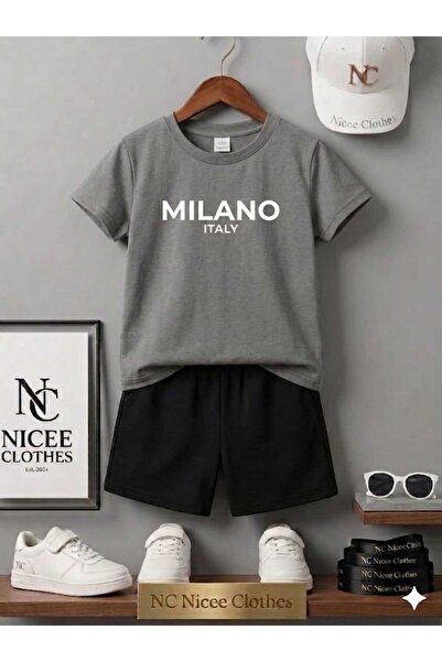 NC Nicee Clothes LETNJA DEČJA MAJICA I KRATKE HLAČE UNISEKS (BELI ŠTAMPANJE M...