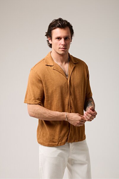 2512 Clothing قميص كتان محبوك بقصة عادية