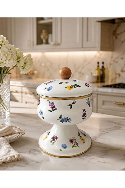 Santara ACAR PETİT FLEUR EMAYE GOLD DETAYLI AYAKLI KAPAKLI ŞEKERLİK