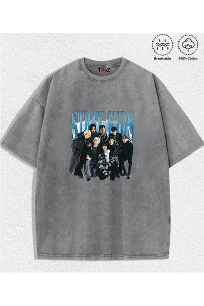 Touz Moda Stray Kids Skz Printed Vintage Unisex Oversize T-Shirt