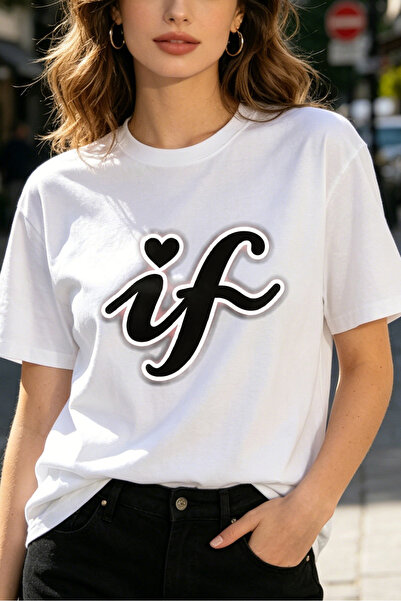 Fleck Womens T Shirts If Love Heart Graphic Print Casual Streetwear Style