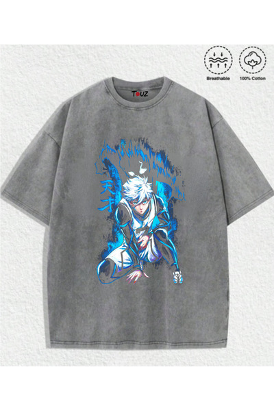 Touz Moda Tricou oversize unisex cu imprimeu Anime BlueLock Nagi