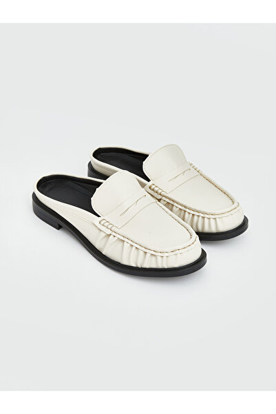 LC Waikiki White Leather-Look Women Slipper