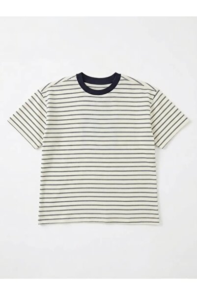 La ciel Paris Navy Blue Striped Boys' Short Sleeve T-Shirt