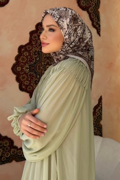 İmajButik Beige Patterned Soft Scarf