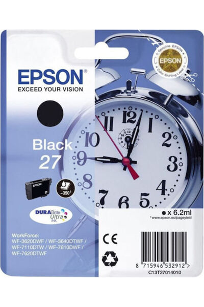 EPSON 27 Γνήσιο Μελάνι Εκτυπωτή InkJet Μαύρο (C13T27014010 C13T27014012)