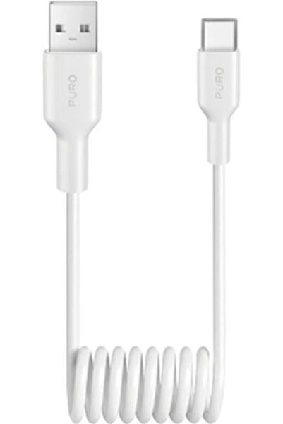 Puro Σπιράλ Καλώδιο USB 2.0 USB-C αρσενικό - USB-A 10W Λευκό 1μ
