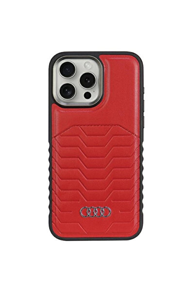 Audi Husă din piele sintetică pentru iPhone 15 Pro 6.1 pentru protecție MagSafe