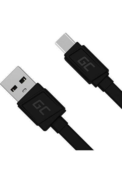 Green Επίπεδο Καλώδιο USB 2.0 USB-C Αρσενικό - USB-A Μαύρο 0.25μ KABGC03