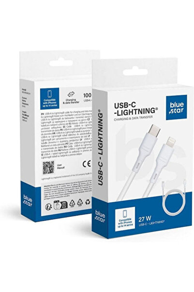 Blue Star Καλώδιο USB-C σε Lightning 27W Λευκό 1μ
