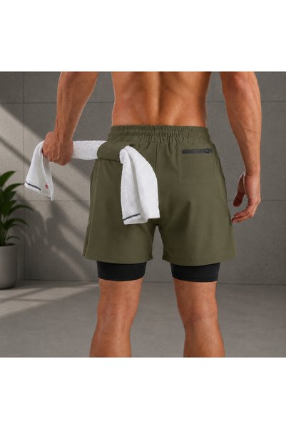 RUNFLEX Men's Parachute Fabric Quick-Dry Training-Court-Fitness Short Tights Shorts