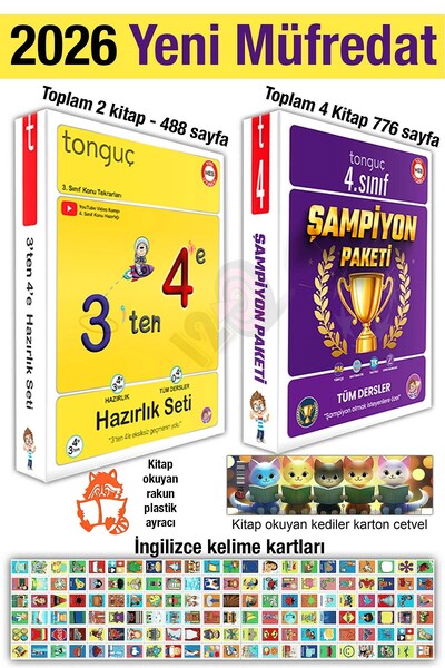 Tonguç Yayınları 3'ten 4'e Hazırlık Seti 2026 Yaz Tatili 4. Sınıf Şampiyon Pa...