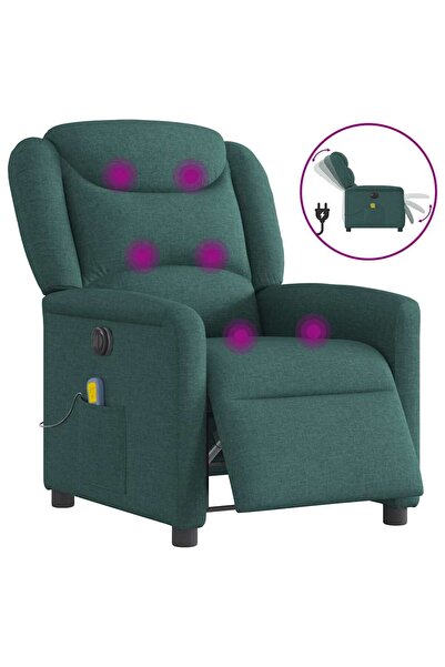 vidaxl Fotoliu electric de masaj rabatabil, verde închis, textil