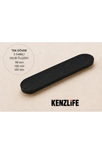 Kenzlife mobilya kulpu çizgili oval siyah plastik dolap kulbu 01 adet kulp ga...