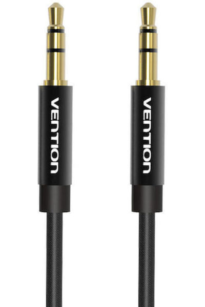 Vention Καλώδιο Jack 3.5mm Αρσενικό - Αρσενικό 3.5mm Μαύρο 1μ με επιχρυσωμένα...