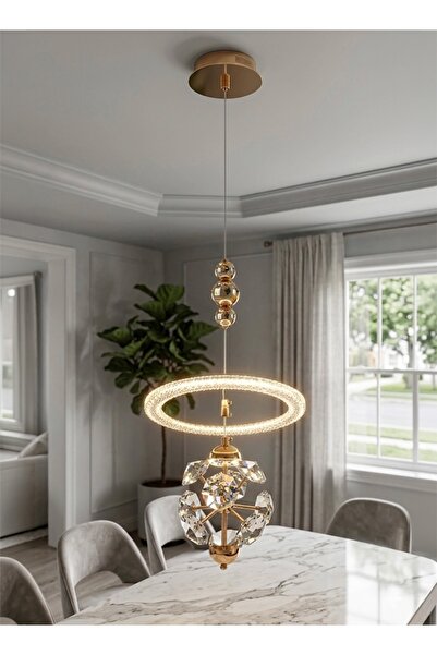 spolux Modern Lighting, Single pendent Light, Diamond crystal, 2 side LED 3 c...