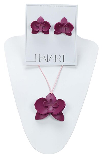 HAIArt Orchid Necklace + Earrings Top Bottom Set - Royal Magenta