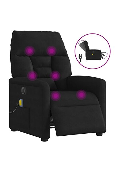 vidaxl Fotoliu de masaj rabatabil electric, negru, microfibră