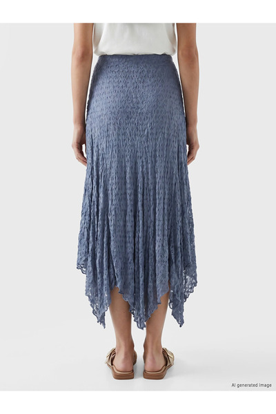 LC Waikiki Blue Asymmetrical Cut Lace Skirt