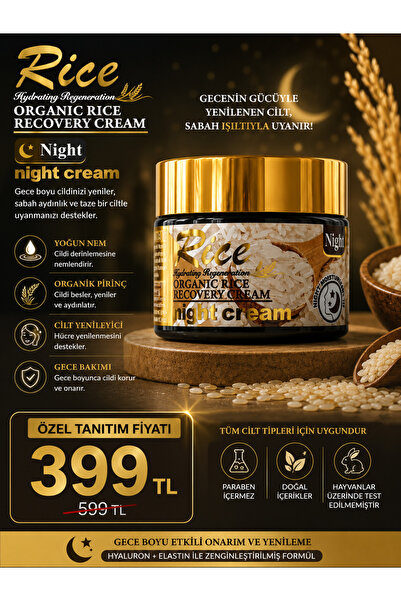 Arenist Rice Organic Rice Recovery Cream Night Cream Pirinç Özlü Gece Bakım K...