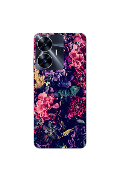 Other Realme Note 50 Purple and pink flowers Transparent Silicone TPU Θήκη