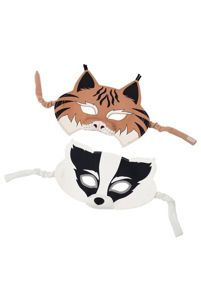 IKEA SKOGSDUVA Mask, set of 2, badger/lynx multicolour
