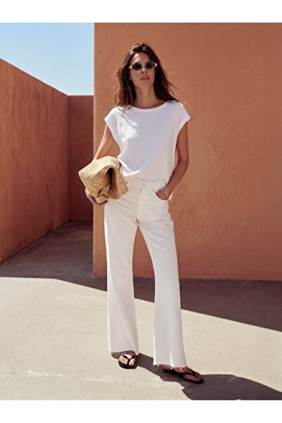 Ltb Basic White T-Shirt with Hooded Collar