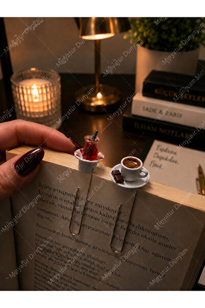 Minyatür Dünyam 2'li Minyatür Kitap Ayracı Seti Çay Bardağı ve Kahve Fincanı ...
