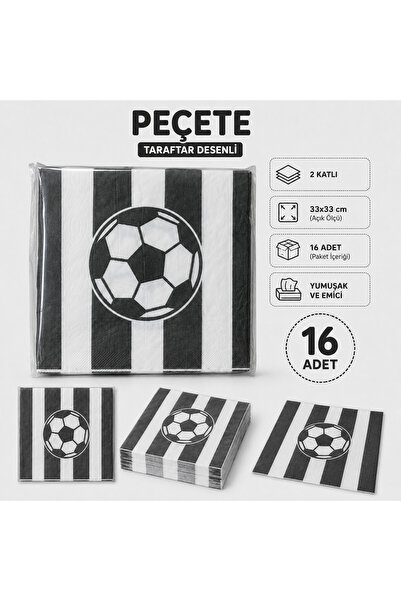 Dizayn Parti Evi Taraftar Temalı Peçete 16 Adet | Futbol Konseptli Parti Peçe...
