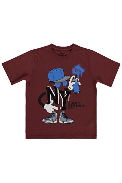 Civil Boys NY Skate Sprey Basklı 6-9 Yaş Tişört - Turuncu