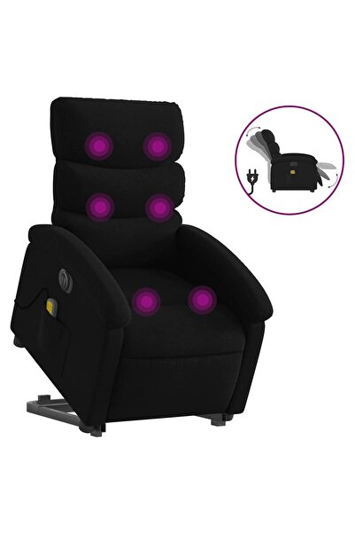 vidaxl Fotoliu electric de masaj rabatabil cu ridicare, negru, textil