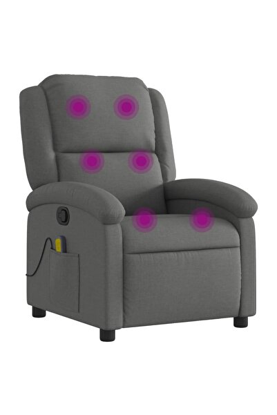 vidaxl Fotoliu de masaj rabatabil, gri închis, material textil