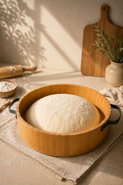 NEWNOW Large Size Bamboo Bowl, Dough Kneading Bowl, 30 cm Breakfast Bowl with...