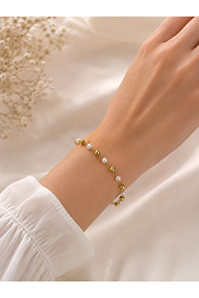 Adata Jewelry Çelik İnci Dorika Bileklik Gold