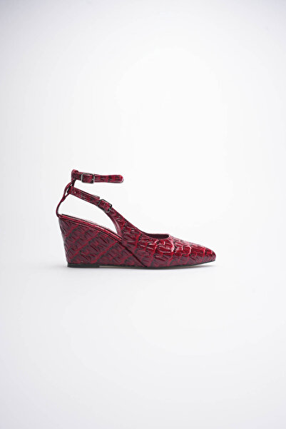 Egepass Elisaa Croco Patterned Wedge Heel Daily Sandals