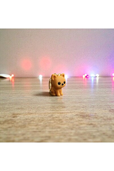 3D Baskı Kedi Anahtarlık 4.5cm | Örgü Dokulu PLA Malzeme | 3 Renk | Hediyelik Aksesuar Çanta Süsü