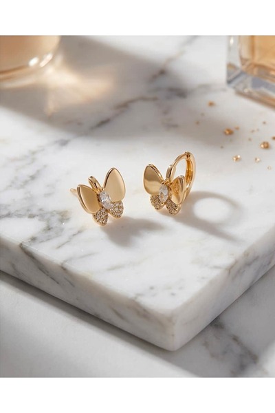 Portakal Esintisi Bellafly Minimal Butterfly Hoop Steel Xuping Earrings