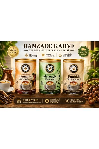 hanzade qahwe ⭐   Hanzade Premium Coffee Set 3-Pack Ottoman Dibek Menengic Ha...
