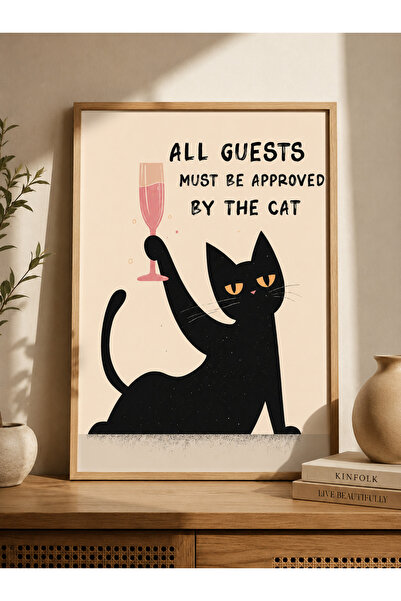 Boho wellness studio All Guests Must Be Approved By The Cat Çerçeveli Poster ...