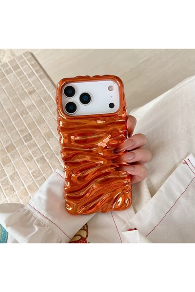 botyco Iphone 15 Pro (6.1 inç) Uyumlu Dalgalı Kırışık Detaylı 3d Yüzeyli Parl...