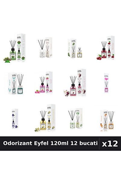 Eyfel Set 12 Odorizant Camera Betisoare 120ml - 12 Arome Asortate, Parfum Intens