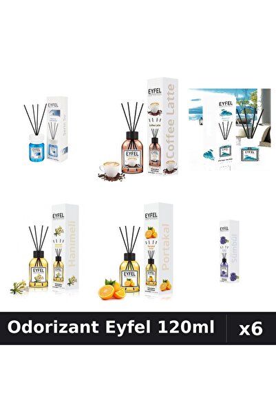 Eyfel Set 6 Odorizante Camera Betisoare - 6 Arome Asortate, 120ml Parfum Intens