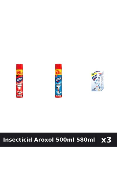 Aroxol Set 3 Spray Insecticid 500ml, 580ml + Aparat Electric - Anti Insecte
