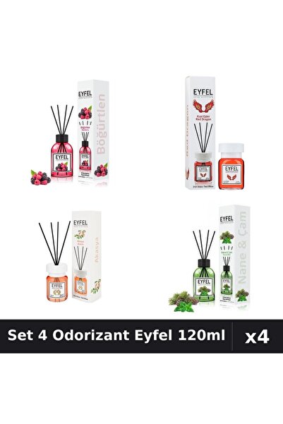 Eyfel Set 4 Odorizante Camera Betisoare, Acacia, Fructe De Padure, Pin Si Men...